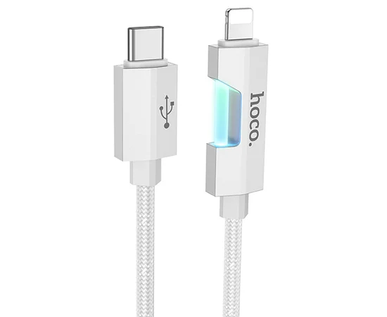 Дата кабель Hoco U123 Regent colorful 27W Type-C to Lightning (1.2m) Gray