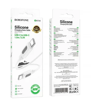 Дата кабель Borofone BX114 Structure Type-C to Type-C 60W (1m) White