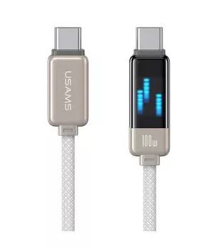 Дата кабель Usams US-SJ744 Meteor Ser. Type-C to Type-C 100W (1.2m) Titanium