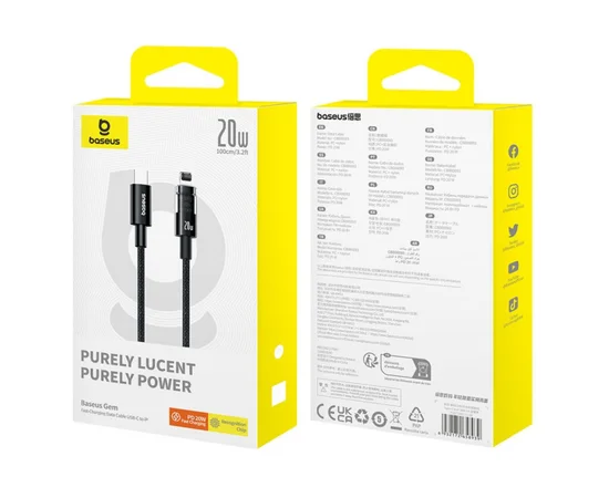 Дата кабель Baseus Gem Fast Charging Type-C to Lightning 20W (1m) (P10373001) Cluster Black