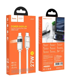 Дата кабель Hoco U137 Line with display Type-C to Lightning 27W (1.2m) White