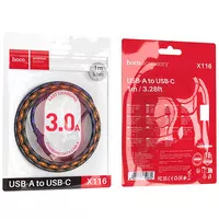 Дата кабель Hoco X116 Meridian USB to Type-C 3A (1m) Gradient Purple Mix