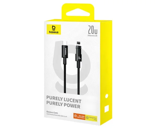 Дата кабель Baseus Gem Fast Charging Type-C to Lightning 20W (2m) (P10373001211-01) Cluster Black