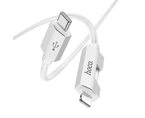 Дата кабель Hoco U123 Regent colorful 27W Type-C to Lightning (1.2m) Gray
