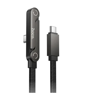 Дата кабель Hoco U150 Exquisite side plug and stand Type-C to Type-C 60W (1.2m) Black Дата кабель Hoco U150 Exquisite side plug and stand Type-C to Type-C 60W (1.2m) Black