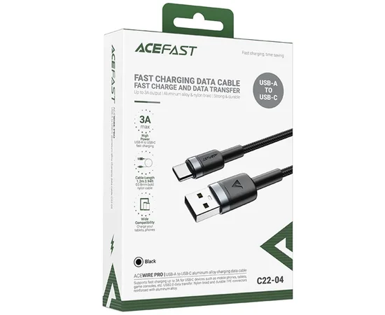 Дата кабель Acefast C22-04 USB Type-C 60W (1.2m) Black