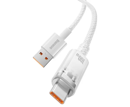 Дата кабель Baseus Explorer USB to Type-C 100W with Smart Temperature Control (1m) (CATS01040) White