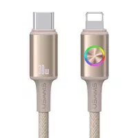 Дата кабель Usams US-SJ753 With Colorful Light Huan Ser. Type-C to Lightning 30W (1.2m) Desert Titanium