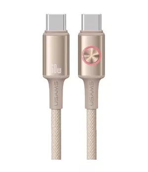 Дата кабель Usams US-SJ752 With Colorful Light Huan Ser. Type-C to Type-C 60W (1.2m) Desert Titanium