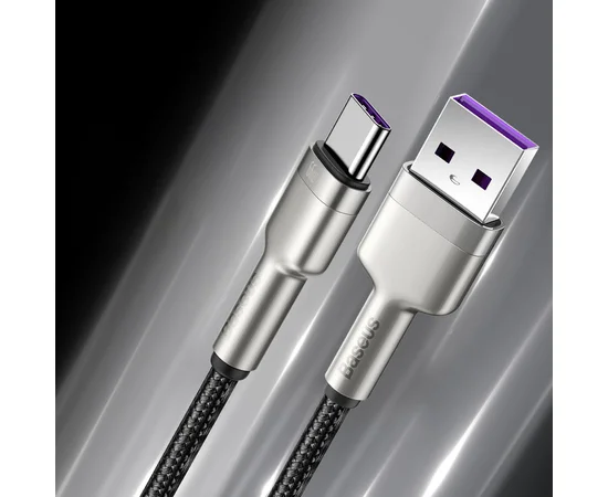 Дата кабель Baseus Cafule Metal Data USB Type-C 66W (2m) (CAKF0002) Black