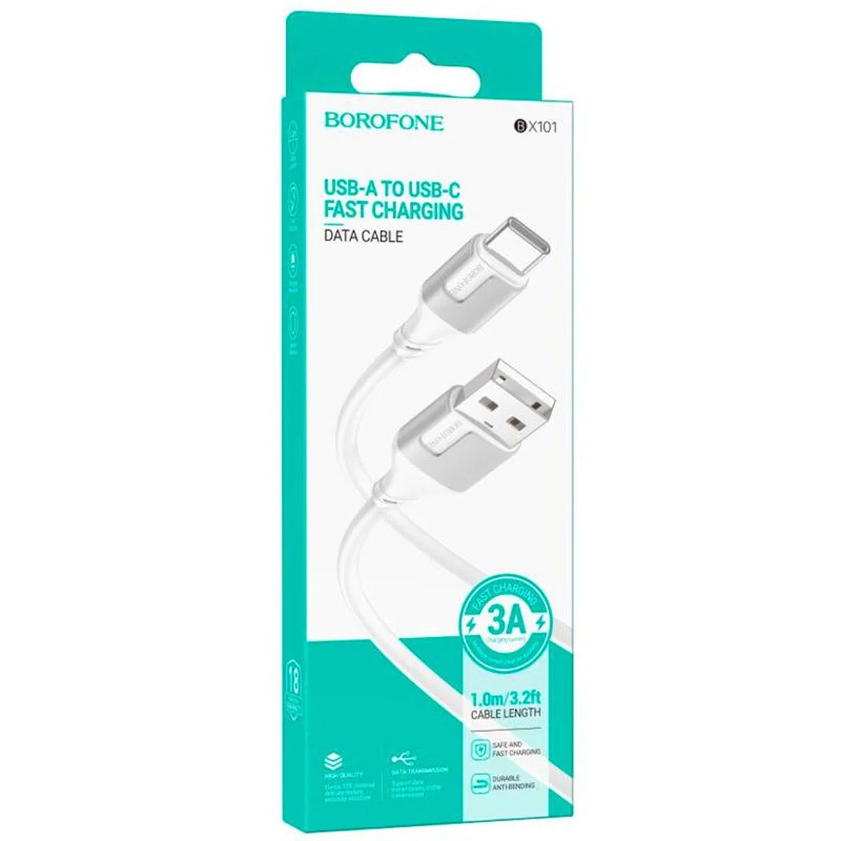 Дата кабель Borofone BX101 Creator USB to Type-C 3A (1m) White