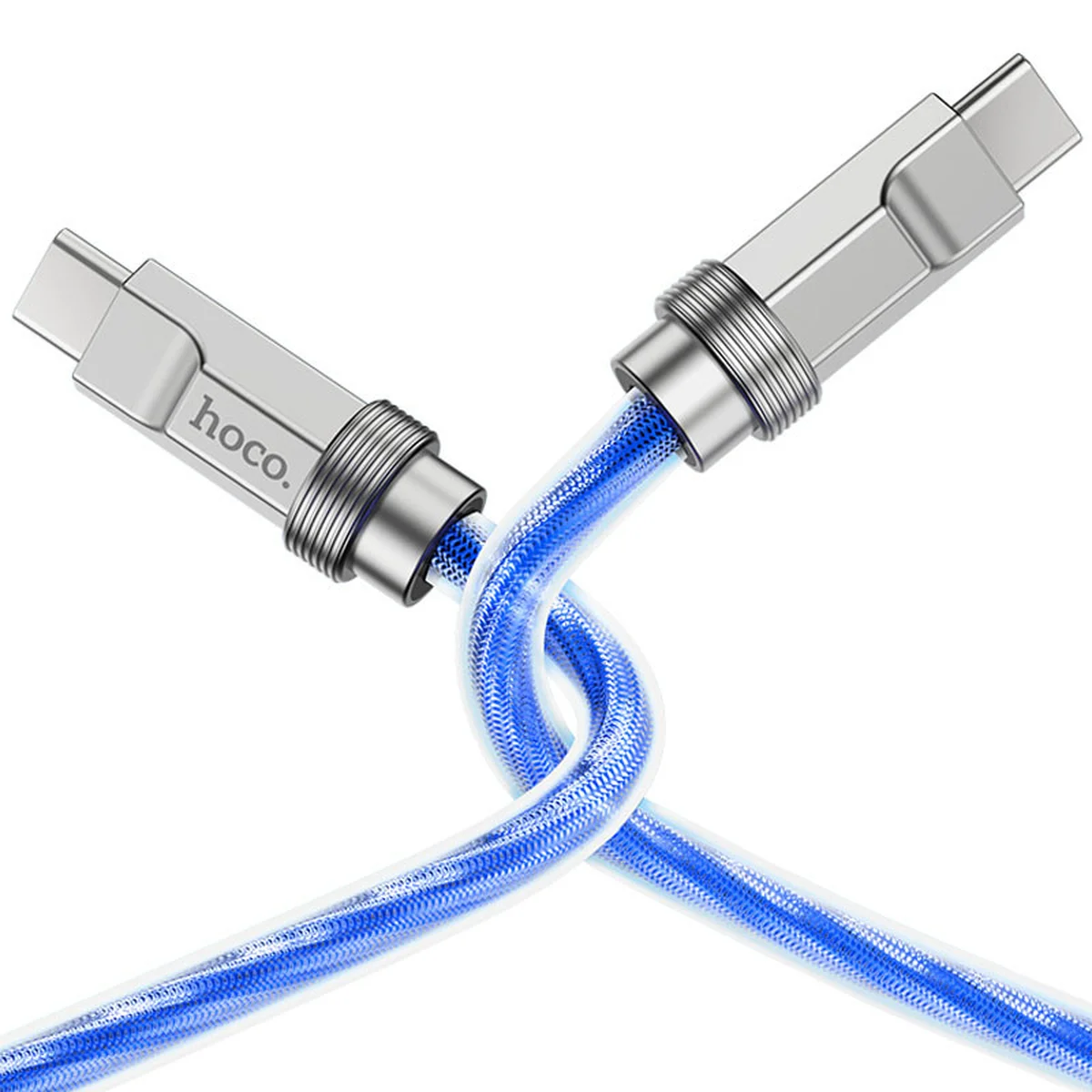 Дата кабель Hoco U113 Solid 100W Type-C to Type-C (1m) Blue