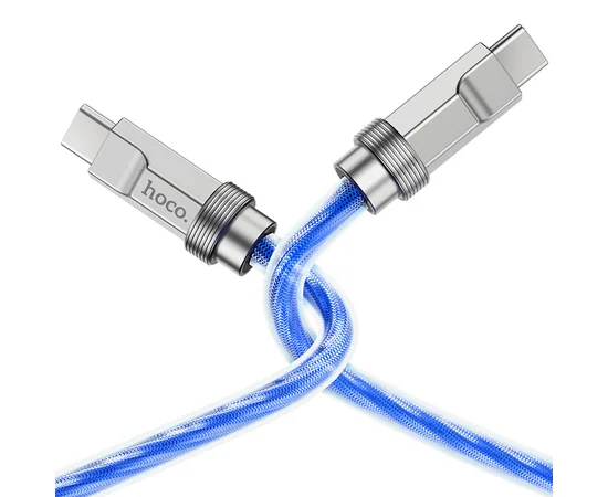 Дата кабель Hoco U113 Solid 100W Type-C to Type-C (1m) Blue