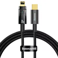 Дата кабель Baseus Explorer Auto Power-Off Fast Charging Type-C to Lightning 20W (1m) (CATS000001) Black