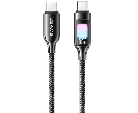 Дата кабель Usams US-SJ750 With Colorful Light TC Ser. Type-C to Type-C 100W (1.2m) Tarnish