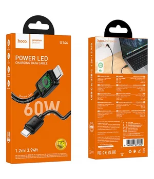 Дата кабель Hoco U146 Mundo Type-C to Type-C 60W (1.2m) Black