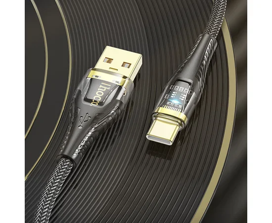Дата кабель Hoco U121 Gold standart Transparent Discovery Edition USB to Type-C (1.2m) Black