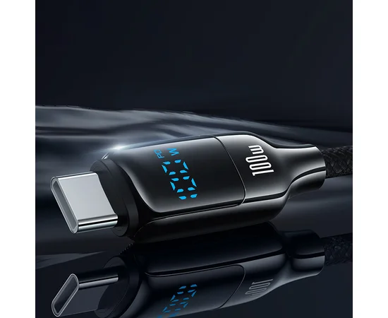 Дата кабель Usams US-SJ742 Digital Display HX Ser. Type-C to Type-C 100W (1.2m) Tarnish