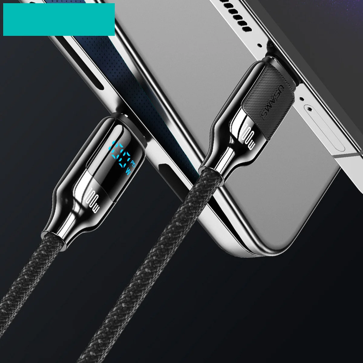 Дата кабель Usams US-SJ742 Digital Display HX Ser. Type-C to Type-C 100W (1.2m) Tarnish