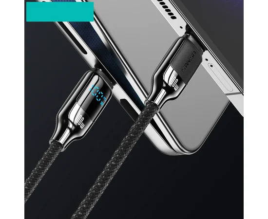 Дата кабель Usams US-SJ742 Digital Display HX Ser. Type-C to Type-C 100W (1.2m) Tarnish