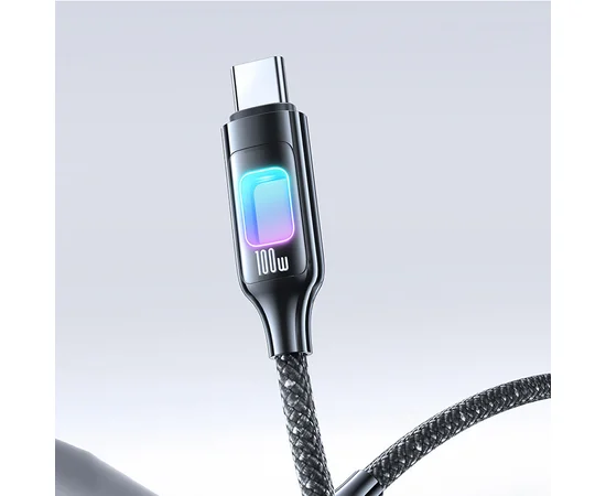 Дата кабель Usams US-SJ750 With Colorful Light TC Ser. Type-C to Type-C 100W (1.2m) Tarnish