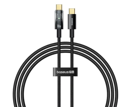 Дата кабель Baseus Explorer with Auto Shutdown Type-C to Type-C 100W (1m) (P103197031) Cluster Black