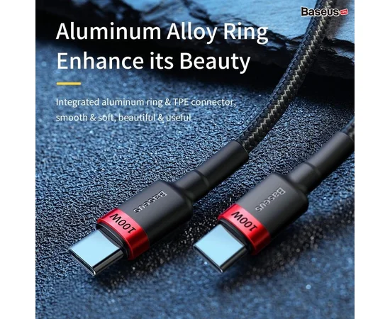 Дата кабель Baseus Cafule Type-C to Type-C PD2.0 100W (2m) (CATKLF-AL) Red / Black