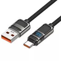 Дата кабель Hoco U137 Line with display USB to Type-C 5A/66W (1.2m) Black