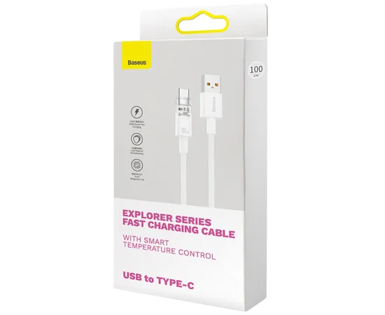 Дата кабель Baseus Explorer USB to Type-C 100W with Smart Temperature Control (1m) (CATS01040) White