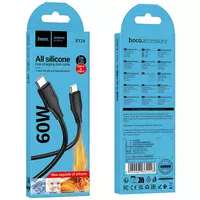 Дата кабель Hoco X124 Bien silicone Type-C to Type-C 60W (1m) Black