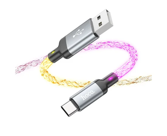 Дата кабель Hoco U112 Shine 2.4A USB to Type-C (1m) Gray