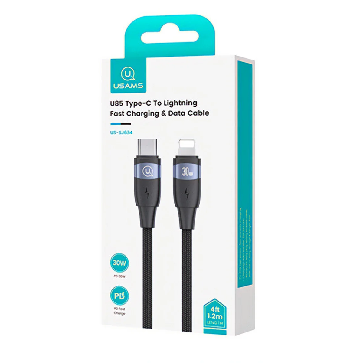 Дата кабель Usams US-SJ635 U85 Type-C to Lightning 30W (2m) Black