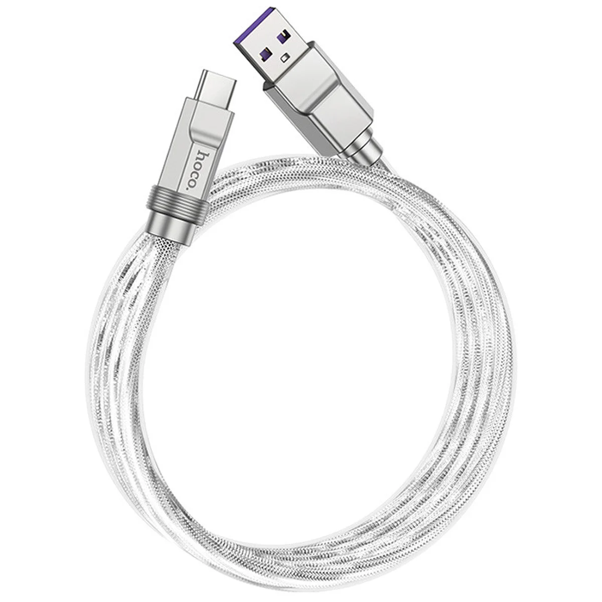 Дата кабель Hoco U113 Solid 100W USB для Type-C (1m) Silver