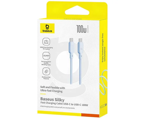 Дата кабель Baseus Silky Series OS Fast Charging Type-C to Type-C 100W (1m) (P10377704) Galaxy Blue