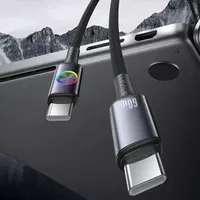 Дата кабель Usams US-SJ752 With Colorful Light Huan Ser. Type-C to Type-C 60W (1.2m) Tarnish