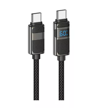 Дата кабель Hoco U137 Line with display Type-C to Type-C 60W (1.2m) Black