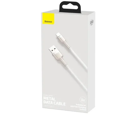 Дата кабель Baseus Cafule Metal Data USB Type-C 66W (2m) (CAKF0002) White