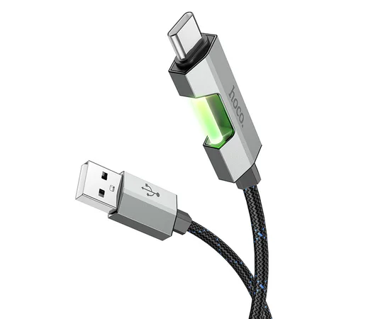 Дата кабель Hoco U123 Regent colorful 3A USB to Type-C (1.2m) Black