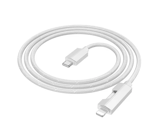 Дата кабель Hoco U123 Regent colorful 27W Type-C to Lightning (1.2m) Gray