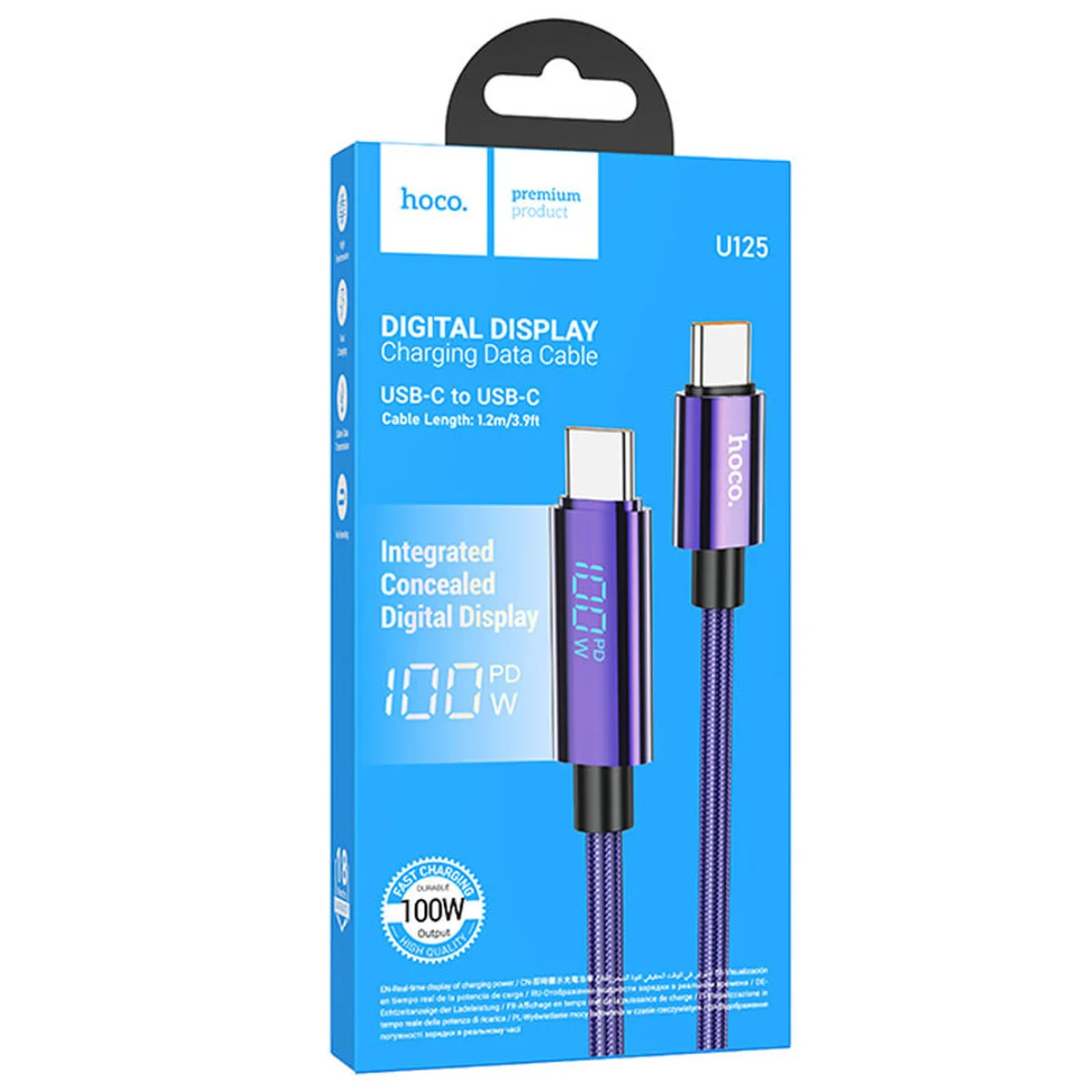 Дата кабель Hoco U125 Benefit 100W Type-C to Type-C (1.2m) Purple