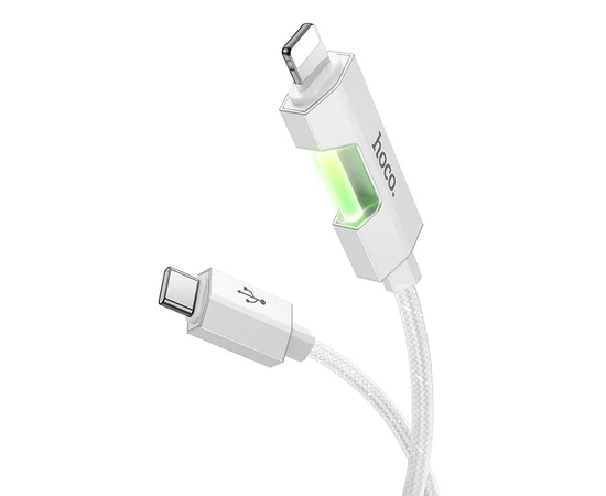 Дата кабель Hoco U123 Regent colorful 27W Type-C to Lightning (1.2m) Gray
