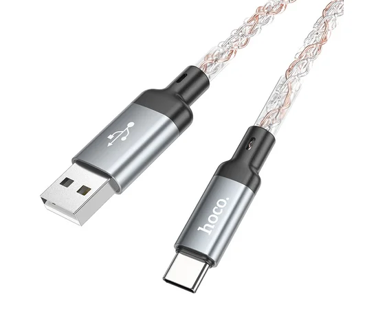 Дата кабель Hoco U112 Shine 2.4A USB to Type-C (1m) Gray