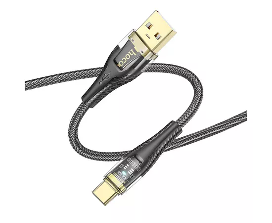 Дата кабель Hoco U121 Gold standart Transparent Discovery Edition USB to Type-C (1.2m) Black