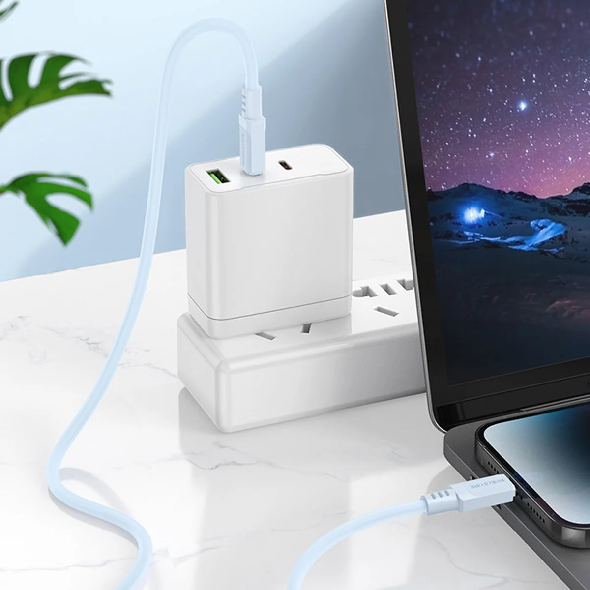 Дата кабель Borofone BX115 Lotto USB to Type-C 3A (1m) Blue