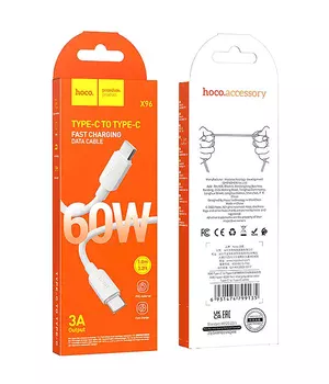 Дата кабель Hoco X96 Hyper Type-C to Type-C 60W (1m) White