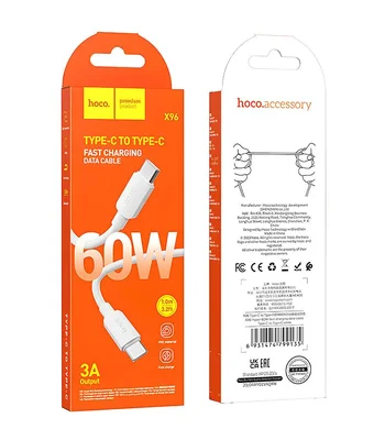 Дата кабель Hoco X96 Hyper Type-C to Type-C 60W (1m) White