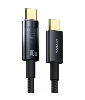 Дата кабель Baseus Explorer with Auto Shutdown Type-C to Type-C 100W (1m) (P103197031) Cluster Black