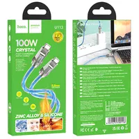 Дата кабель Hoco U113 Solid 100W Type-C to Type-C (1m) Blue