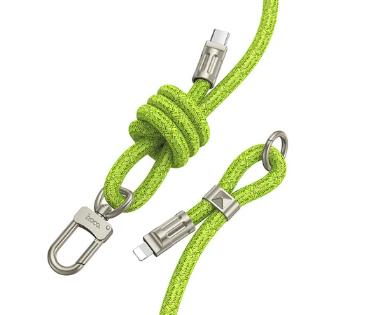 Дата кабель-шнурок Hoco GH7 Elegant Type-C to Lightning (1.8m) Fluorescent Green