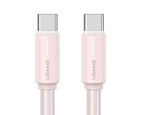 Дата кабель Usams US-SJ734 Bicolor Charging YR Ser. Type-C to Type-C 60W (1m) Pink